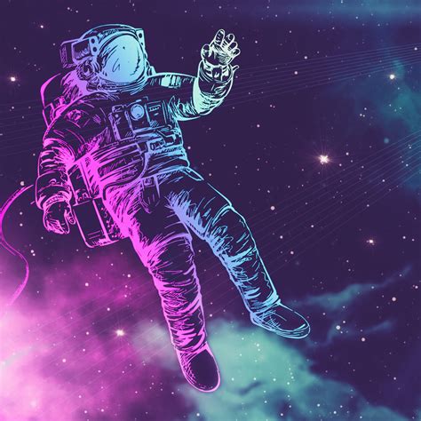 Astronaut Wallpaper 4K, Neon, Space suit, Stars, Light