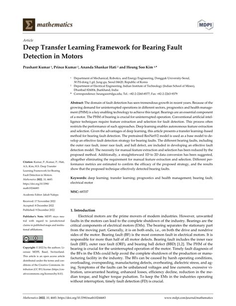 PDF Deep Transfer Learning Framework For Bearing Fault Detection In