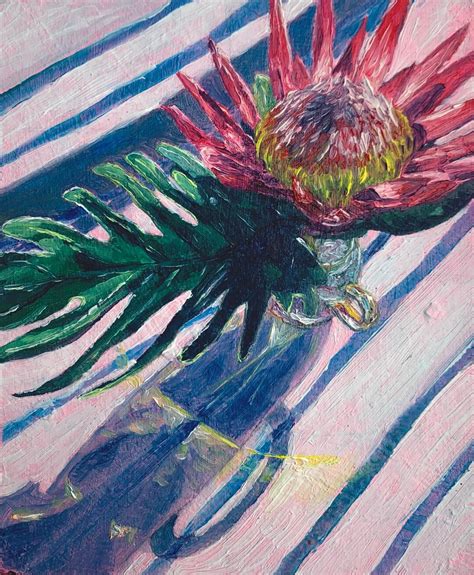 Pink Protea Flower Original Oil Painting Small Wall Art - Etsy