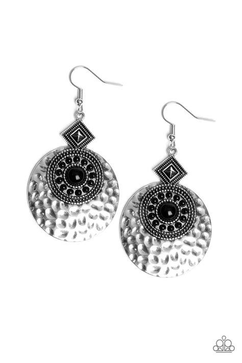 Paparazzi Earring ~ Mayan Mood Black Paparazzi Jewelry Online