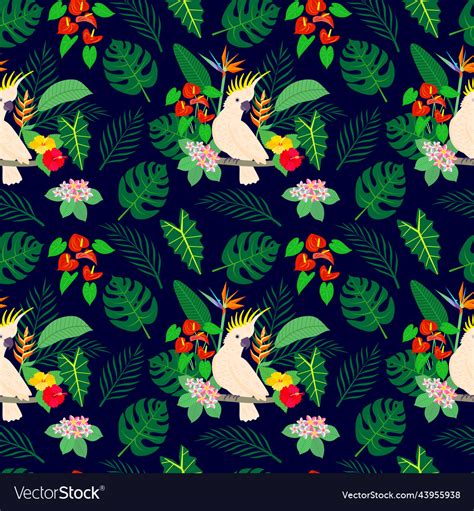 Seamless Pattern With Cockatoo Parrot Royalty Free Vector