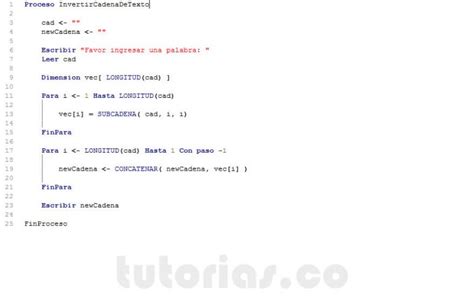 Funciones Pseint Invertir Una Cadena De Texto Tutorias Co