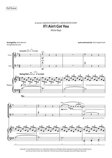 If I Ain T Got You Arr Aaron Bennett By Alicia Keys Sheet Music For