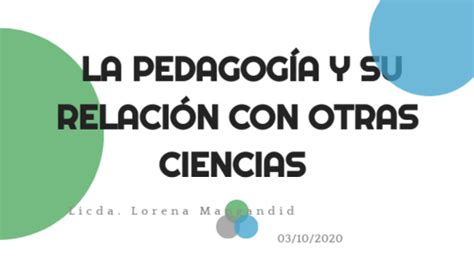 La Pedagog A Y Su Relaci N Con Otras Ciencias