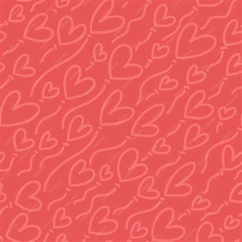 Premium Vector Seamless Vector Pattern With Red Linear Hearts Vector Repeating Texture With