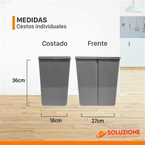 Cesto Basura Doble Extraible Bajo Mesada Litros Tapa En Venta En