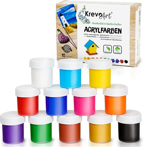 Dezozo Acrylfarben Set 12 Grund Farben X 110ml Reichhaltige