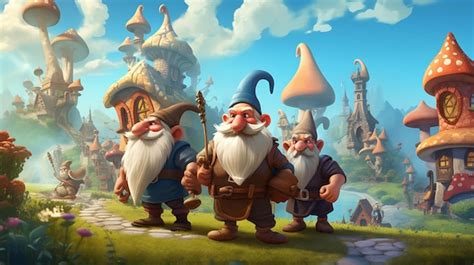 Premium Ai Image There Are Three Gnomes Standing In Front Of A Castle