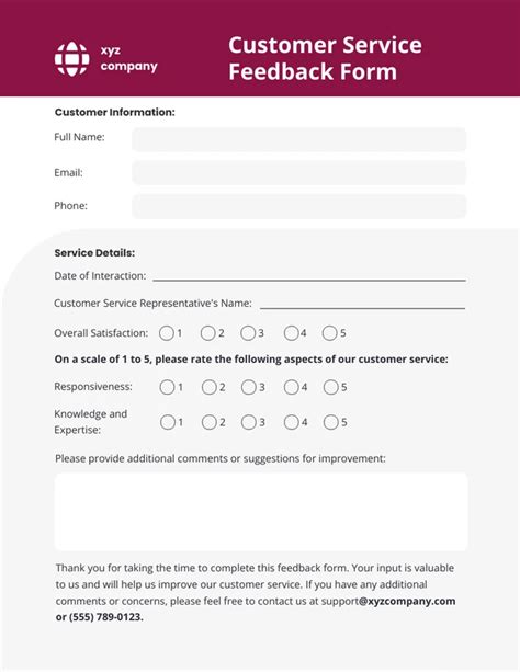 Customer Service Feedback Form Template Venngage