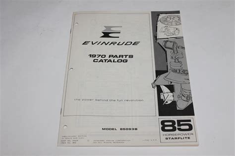 1970 Evinrude Starflite 85 HP Parts Catalog 4652 279277 85093B EBay