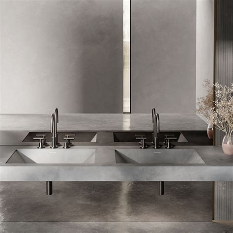 Nuance Studio Innovative In Counter Rectangular Concrete Wash Basins