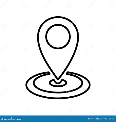 Location Map Pin Outline Icon Line Art Sketch Stock Vector