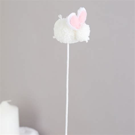 Fuzzy White Easter Bunny Pick Picks Sprays Florals Craft