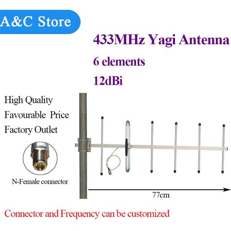 433 MHz antena yagi 12dBi 6 elementy wysokiej jakości N Kobieta lub