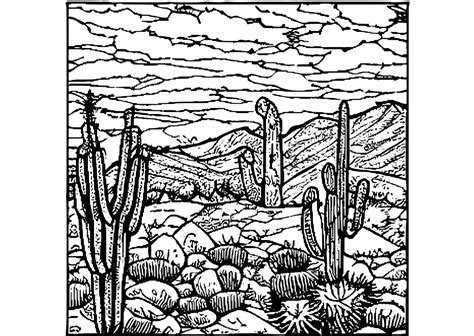 Desert Cactus Scene Coloring Page · Creative Fabrica