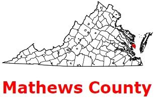 Mathews County on the map of Virginia 2024. Cities, roads, borders and directions in Mathews ...