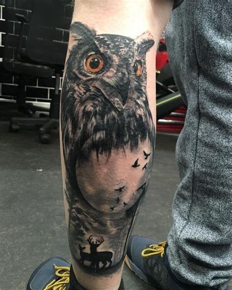 12 Adorable Owl And Moon Tattoo Ideas Petpress Owl Tattoo Moon