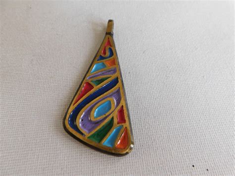 Vintage Terra Sancta Guild 1969 Israel Geometric Painted Pendant - Etsy