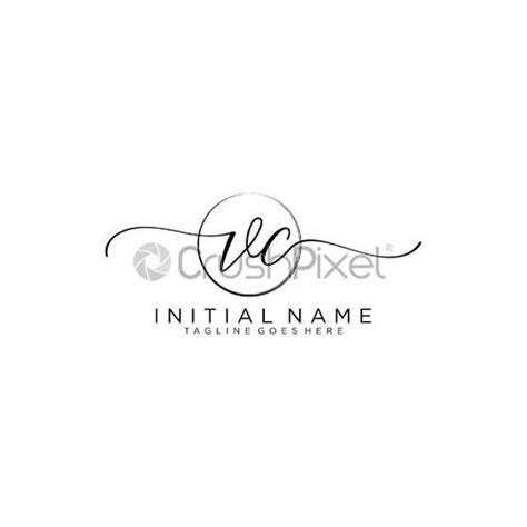 Initial VC Handwriting Logo With Circle Template Vector Stock Vector