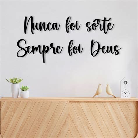 Frase Em MDF Nunca Foi Sorte Sempre Foi Deus LOJA HFXDIGITAL