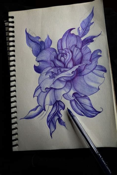 drawing of a flower with a ballpoint pen | Pen art work, Ballpoint pen ...