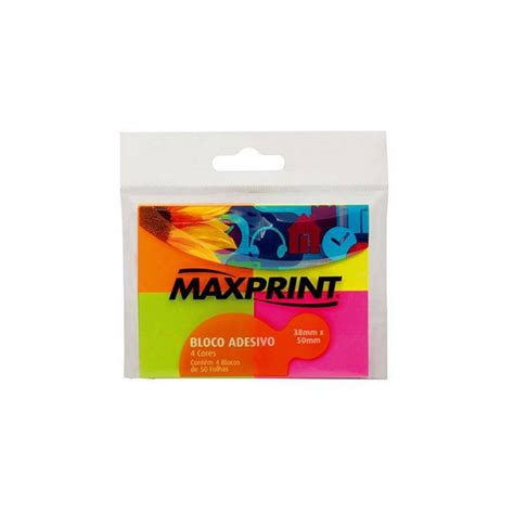 Bloco Adesivo Maxprint Neon Cores Papelaria Art Pel Papelaria