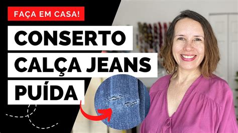 FAÇA EM CASA Aprenda a fazer cerzido em Calça Jeans Puída YouTube