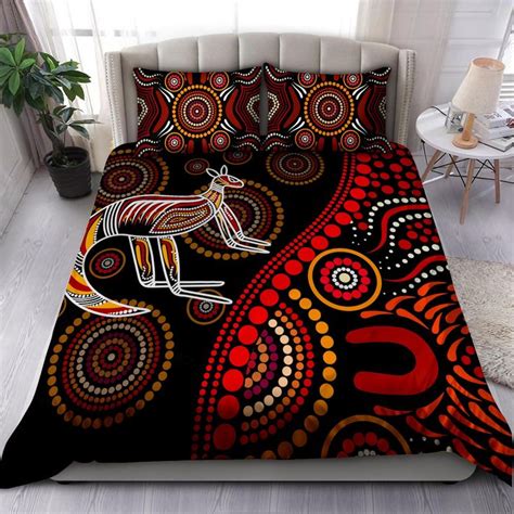 Aboriginal Kangaroo Sun Style Australia Indigenous Painting Art Bedding