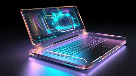 premium ai image  laptop   glowing keyboard   glowing screen