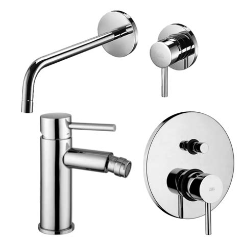 Set miscelatore lavabo Ø 7 cm bocca 17 8 cm con bidet ed incasso doccia