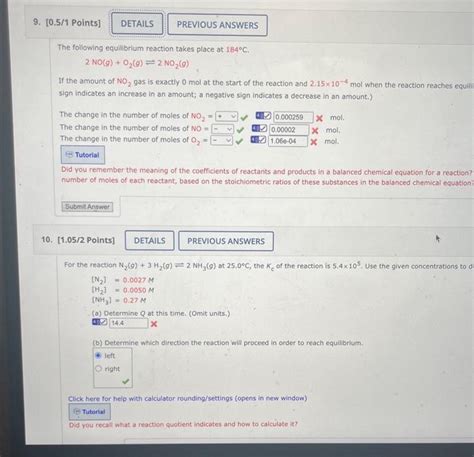 Solved 9 The Following Reaction Takes Place At 184C 2 NO G Chegg