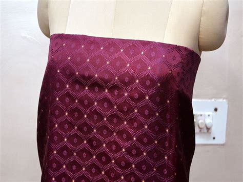 Wine Silk Jacquard Fabric By The Yard Banarasi Fabric Banaras Etsy India