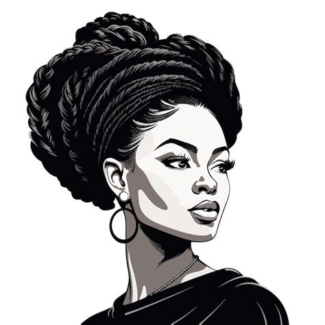 Premium Vector | Black brown skin woman with braids clip art bold ...