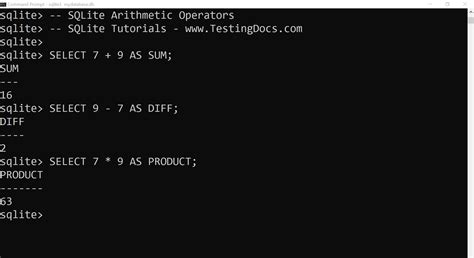 Sqlite Arithmetic Operators Testingdocs