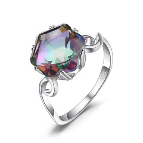 Genuine Rainbow Fire Mystic Topaz Ring Quymart Jewelry