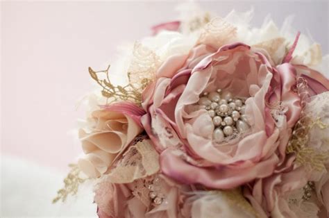 Brooch Bouquet Fabric Wedding Bouquet Bridal Flower Rhinestone Pearl