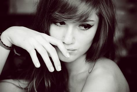 #1006190 face, white, black, women, monochrome, model, portrait, long ...