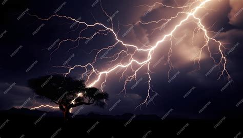 Premium Photo | Lightning striking a tree