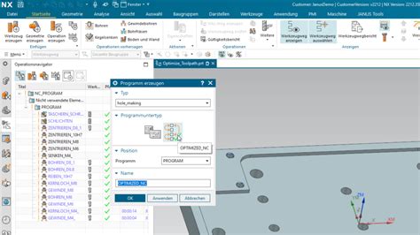 Werkzeugwege für Bohrungen in NX CAM kürzen JANUS Engineering Österreich