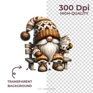 Watercolor Hot Cocoa Gnome Clipart Bundle Png Cute Gnomes Clipart