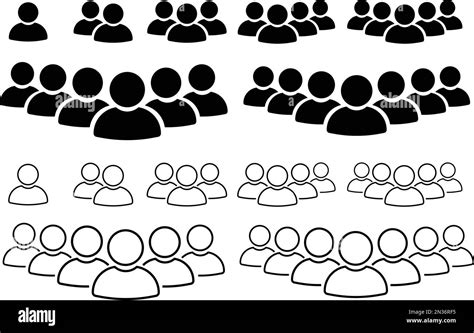 People Line And Flat Icons Set Team Of Workers User Profile Symbol