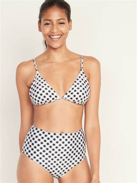 Old Navy Women S Triangle Bikini Top Black White Gingham Size XXL