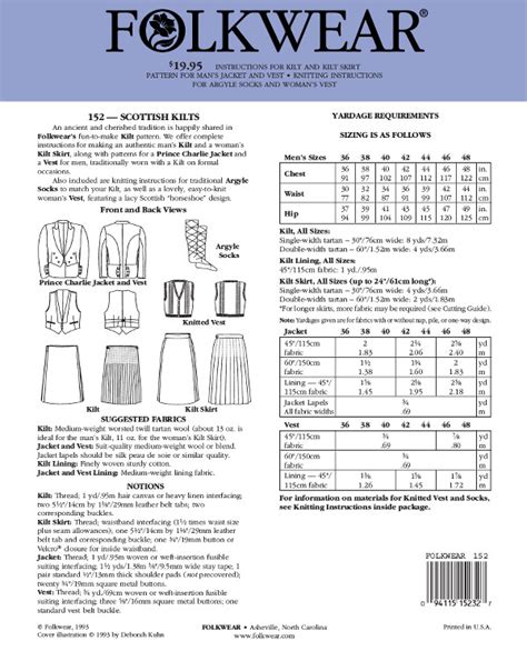 Scottish Kilt - Folkwear Patterns - Wholesale by Hantex Ltd UK EU