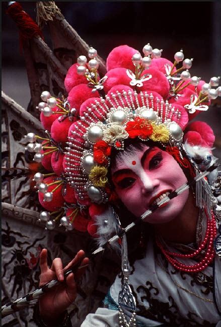 pink pompoms nice fan  spikes chinese opera face paint