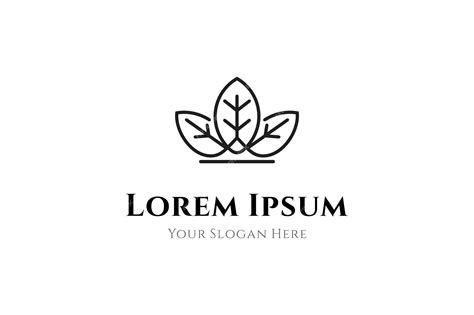 Premium Vector Leaf Logo With Crown Shape Combination In Line Art