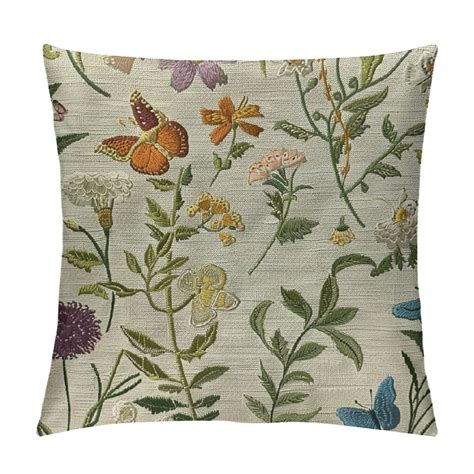 Pratyus Spring Pillow Covers X Inch Sage Green Wild Flower Plant