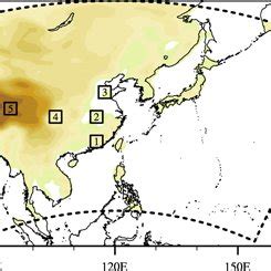 WRF Model Domain Dashed Boxes With Grid Spacing Of 100 Km Solid