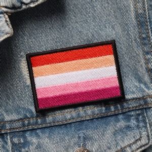 Lesbian 5 Stripe Flag Embroidered Patch LGBT Gay Pride Hook And Loop