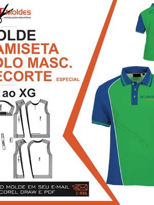 Molde Camiseta Polo Recorte Masculina Ref Elo