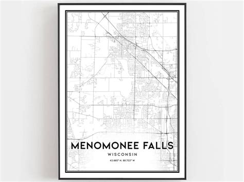 Menomonee Falls Map Print, Menomonee Falls Map Poster Wall Art, Wi City ...